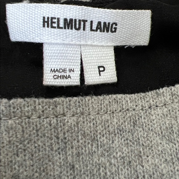 Helmut Lang wool blend half sleeve grey colorblock sweater pullover top, Size P - Picture 4 of 15